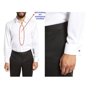 Hugo Boss White Long-Sleeve Dress Shirt with French Cuffs